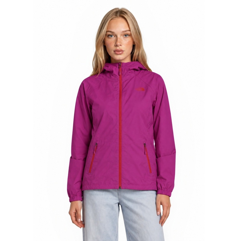 The North Face Windbreaker Jacket Women's Size Large Purple Red Hooded Full Zip